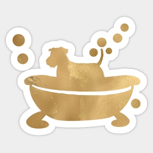 Airedale Terrier Taking A Bath Sticker